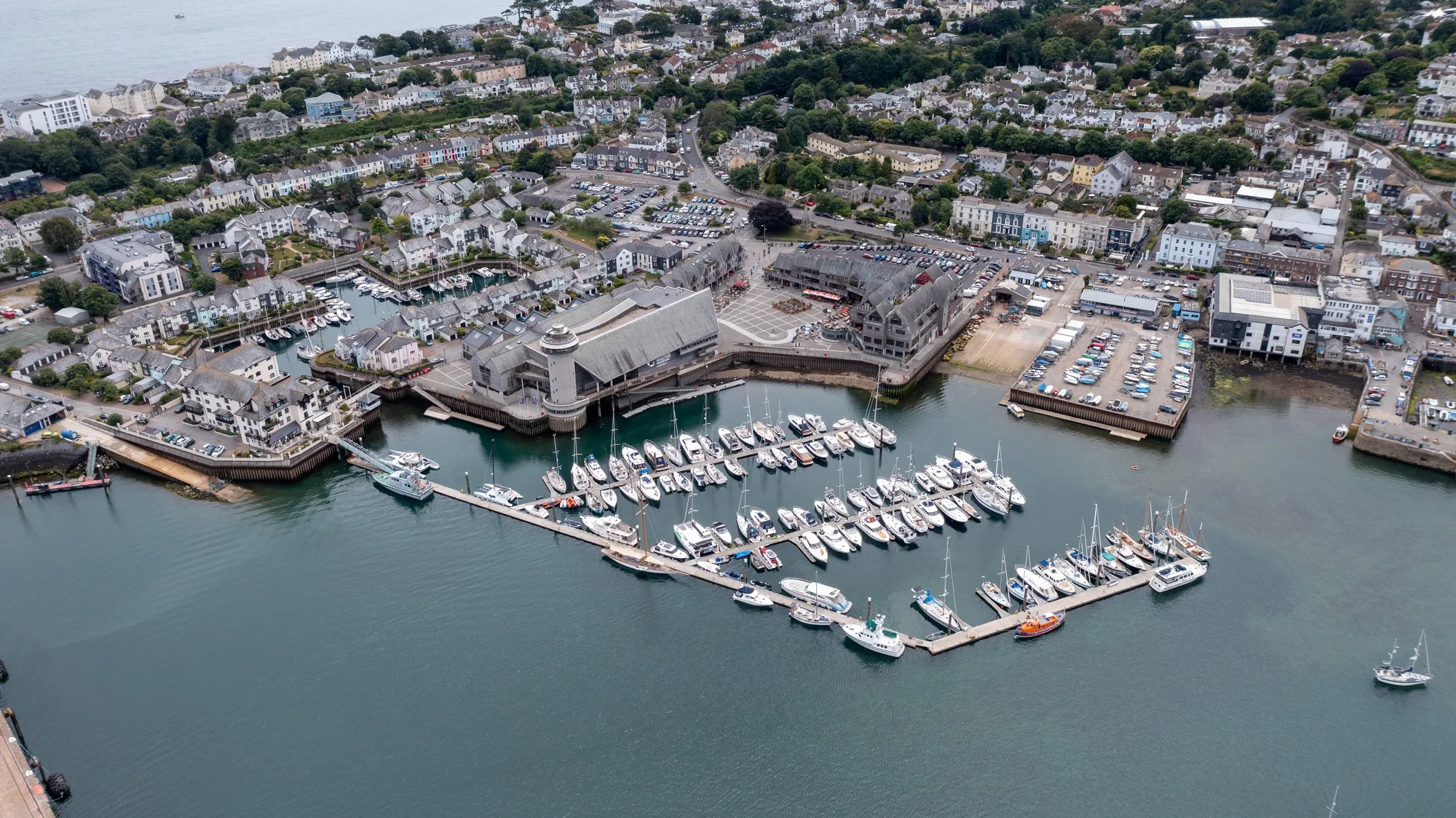 Aerial view the Falmouth Harbour, Cornwall