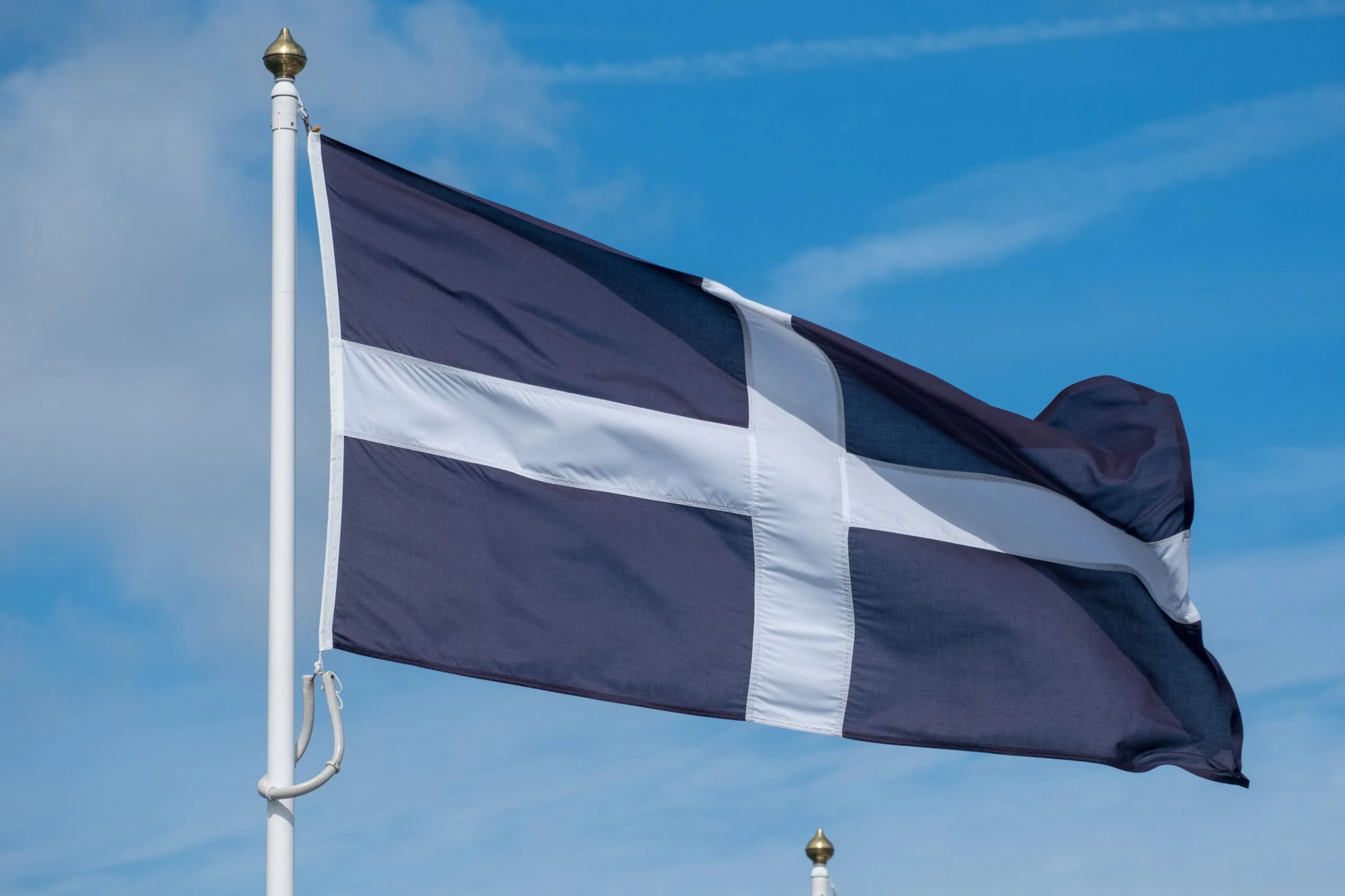 The flag of Cornwall, undulating in the wind